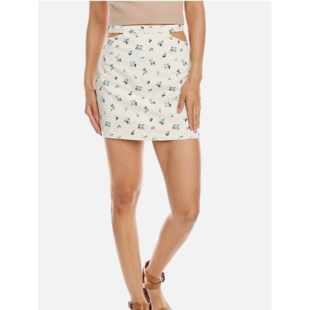 WeWoreWhat Cut Out Skirt Watercolor Ditsy Mini Skirt Size Large